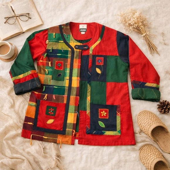Jackets & Blazers - Vintage 90s Yak Magik Patchwork Jacket XL – Folk Art Coat